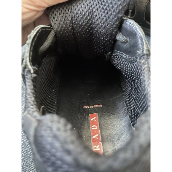 Prada Shoes Americas Cup Men’s 8 Sneakers Black Leather SOME WEAR Outdoor Style - Picture 8 of 16